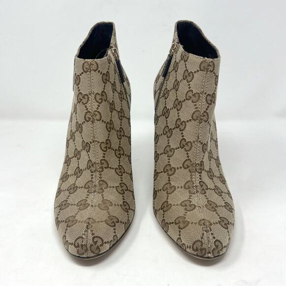 Gucci Vintage GG Monogram Brown Stiletto Booties – Size 9.5B - Picture 3 of 12